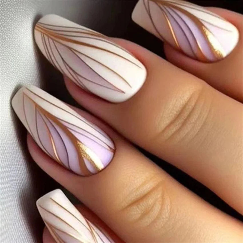 Showlu Pink Matte French Press on Nails with Leopard Design, 24-piece coffin acrylic false nails for stylish nail art.