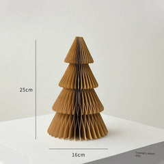  Showlu Fashion Store 25cm light brown B Nuoqi Christmas Tree Ornaments Honeycomb Mini Christmas Tree Christmas Origami Decoration Scene Layout Props Gift Ornament