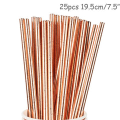 Showlu Fashion Store 25pcs straw Birthday Party Decorations Rose Gold Cake Stand Adult Birthday Party Tablecoth Napkins Anniversaire Wedding Decor Party Supplies