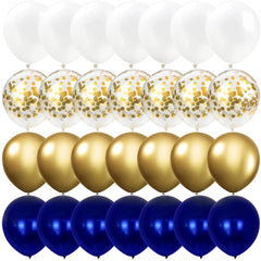 Showlu Fashion Store 28/20PCS Night blue Gold latex Balloons Metallic Confetti wedding Happy Birthday baby shower Halloween party House Decorations