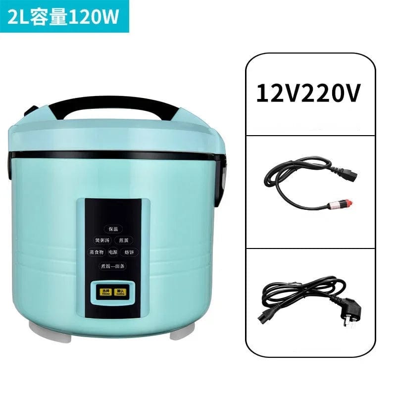 Showlu Fashion Store 2L 12V 220V 2L Smart rice cooker for car electric rice cooker 12V24V220V trolley truck multi-function car home dual-use self-driving essenti