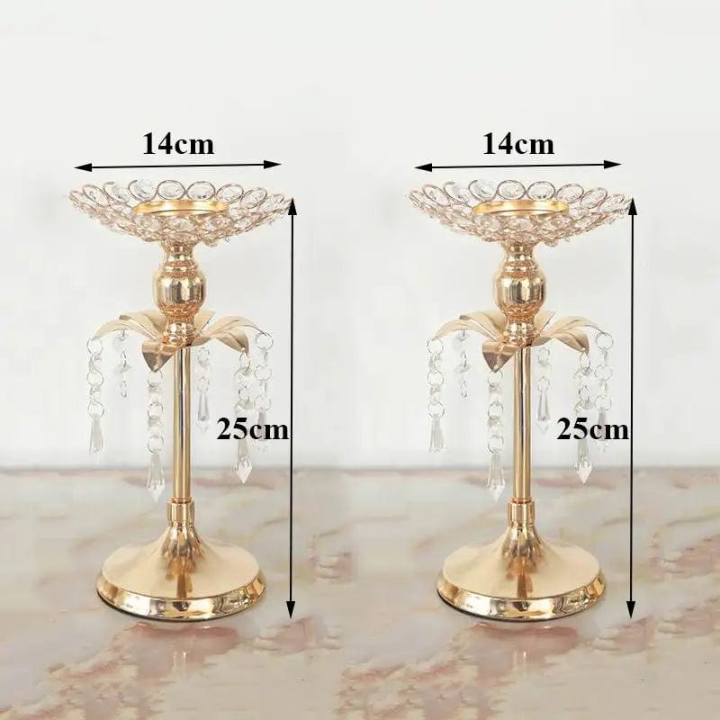  Showlu Fashion Store 2pcs 25cm / CHINA PEANDIM Gold Crystal Candle Holder Wedding Decoration Table Centerpieces Candelabra Birthday Party Flower Vase Holder Home Decor