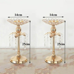  Showlu Fashion Store 2pcs 25cm / CHINA PEANDIM Gold Crystal Candle Holder Wedding Decoration Table Centerpieces Candelabra Birthday Party Flower Vase Holder Home Decor