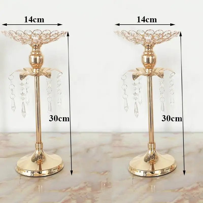  Showlu Fashion Store 2pcs 30cm / CHINA PEANDIM Gold Crystal Candle Holder Wedding Decoration Table Centerpieces Candelabra Birthday Party Flower Vase Holder Home Decor