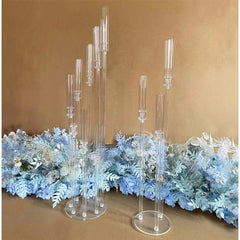 Showlu Fashion Store 2pcs 5pcs 10pcs Wedding Decoration Centerpiece Candelabra Clear Candle Holder Acrylic Candlesticks for Weddings Event Party