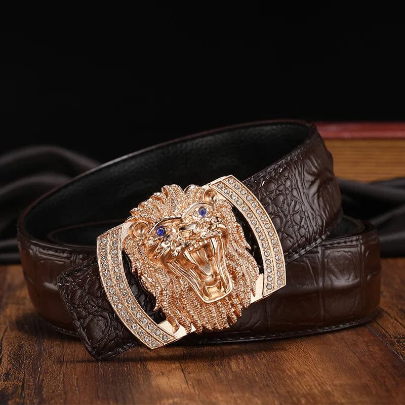  Showlu Fashion Store 3 / 105CM / CHINA New Luxury Men's Belt Embossed Head Layer Belt with The Lion Buckle Belts  Men Fashion Belts for High Quality Ladies