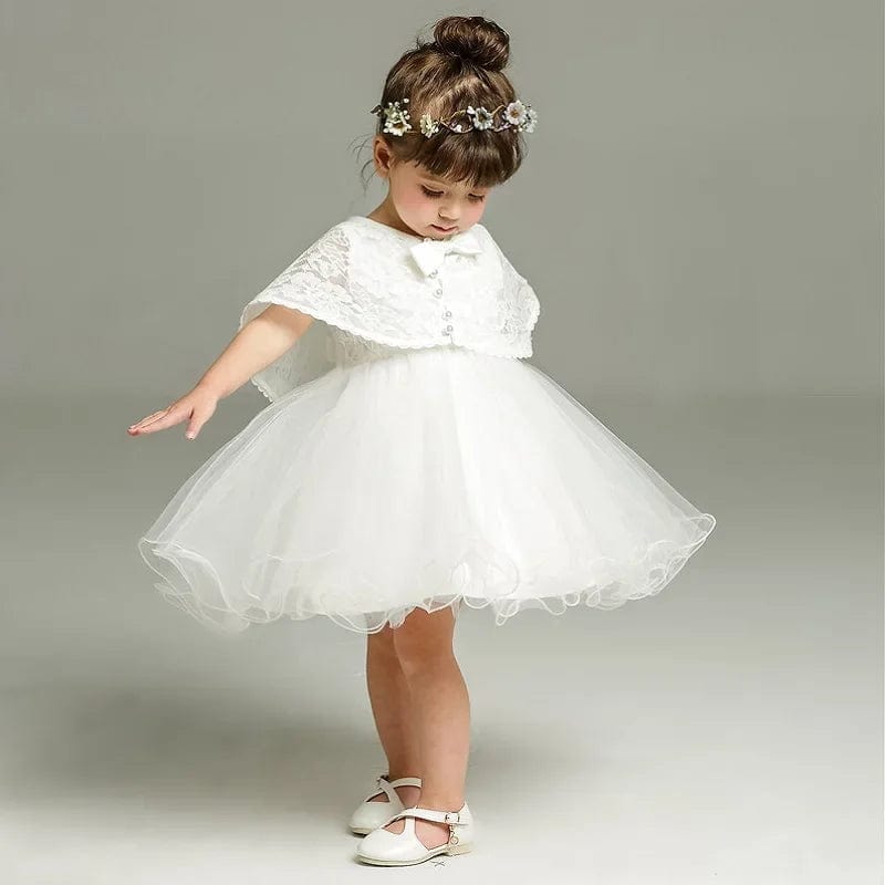 SHOWLU FASHION STORE 3-24 Months Baby Girl White Dress Infant Formal Dresses For Birthday&Wedding Occasion Christening Gowns Baptism Clothes