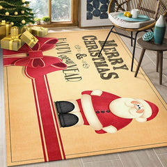 Showlu Fashion Store 3 / 40x120cm 15x47inch Christmas Rugs Home Rugs Santa Pattern Living Room Bedroom Decor Doormats Holiday Party Atmosphere Arrangement Decoration