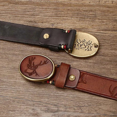 Showlu Fashion Store 3.8cm Pure Cow Leather High Quality Men's Belt Men's Brass Smooth Buckle Belt Luxury Designer Jeans Cintos