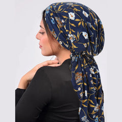 SHOWLU FASHION STORE 3 / One Size 2024 New Women Pre-Tied Turban Cap Muslim Hijab Cancer Chemo Flower Print Hat Cover Hair Loss Head Scarf Wrap Strech Bandana