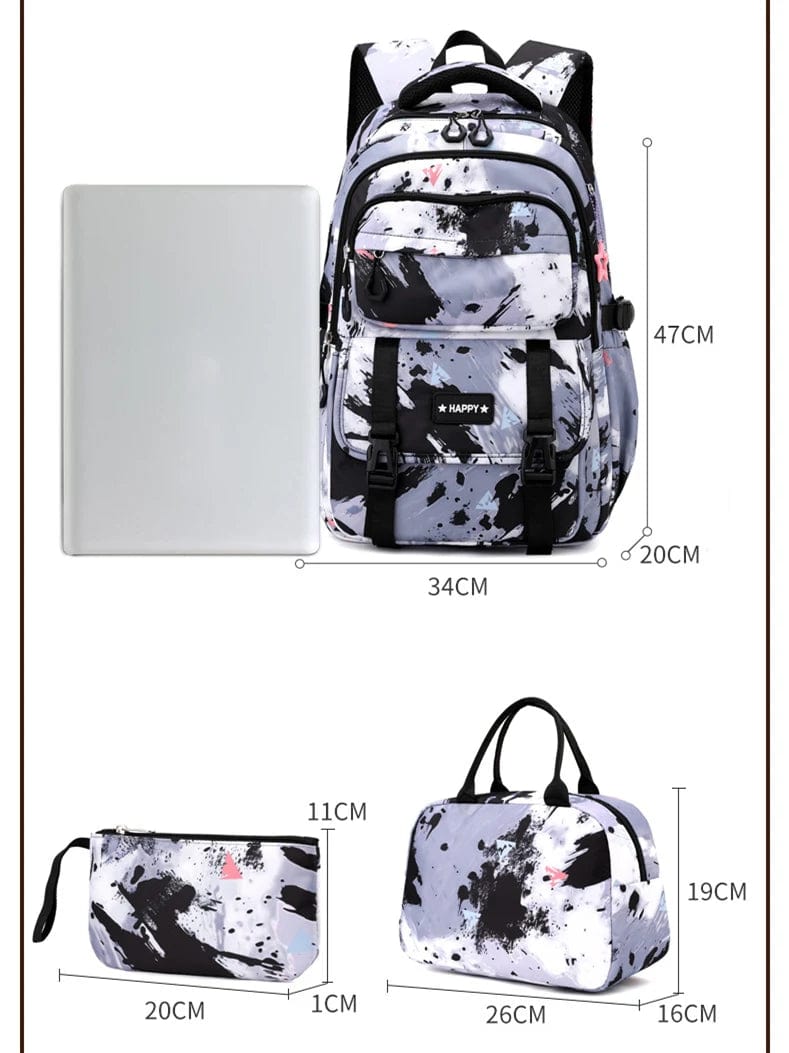 SHOWLU FASHION STORE 3 PCS Camouflage Design Kids Backpacks for Girls School Bag with Lunch Box purse Cute Bookbag Kids Backpack waterproof schoolbag