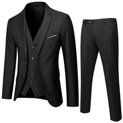 Showlu Fashion Store 3 Pcs Set Black / Asian L is US XS Business Suit Jacket Coat Blazers Trousers Waistcoat Men Wedding Three Pieces Pants Vest Large Size Professional Dress 3 Pcs Set