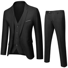 Showlu Fashion Store 3 Pcs Set black / Asian L is US XS Business Suit Jacket Coat Blazers Trousers Waistcoat Men Wedding Three Pieces Pants Vest Large Size Professional Dress 3 Pcs Set