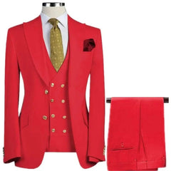 SHOWLU FASHION STORE 3 Pcs Set Suit Pants Vest Double breasted Custom Made / Fashion Men's Casual Boutique Business Groom Wedding Jacket Blazers Coat