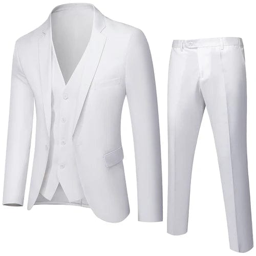 Showlu Fashion Store 3 Pcs Set white / Asian L is US XS Business Suit Jacket Coat Blazers Trousers Waistcoat Men Wedding Three Pieces Pants Vest Large Size Professional Dress 3 Pcs Set