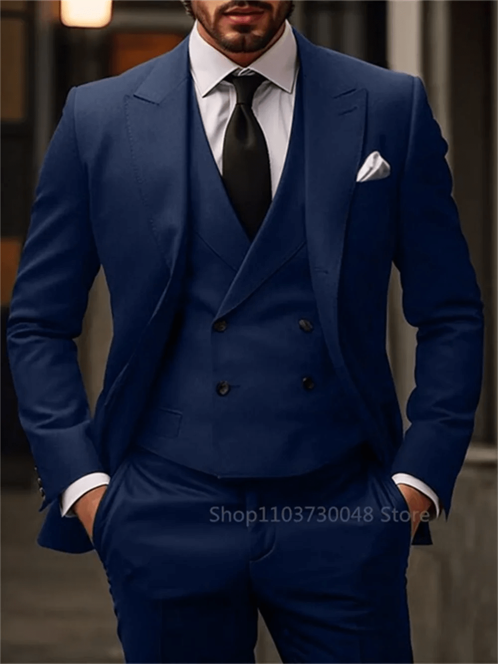 SHOWLU FASHION STORE 3 Piece High Quality Red/Navy Suits for Men Slim Fit  Formal Business Office Daily Casual Outfits Fashion Wedding Party Tuxedo