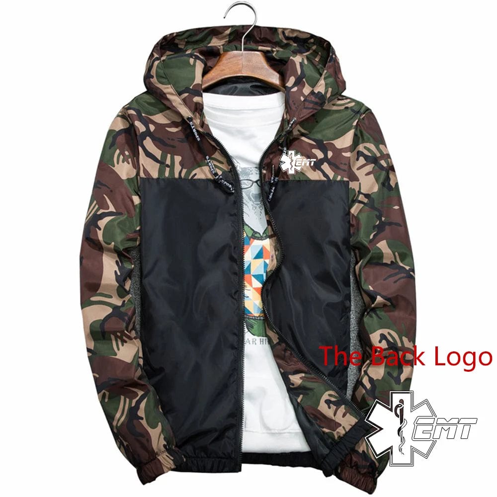  Showlu Fashion Store 3 / S EMT Paramedic Emergency Medical 2023 Men's New Long Sleeves Splicing Camouflage Windbreaker Jackets Zipper Hoodies Coat Clothing