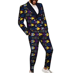 SHOWLU FASHION STORE 3 / S Fashion African Suits for Men Embroidery Print Blazer and Pants Set Business Dress Suit with Kerchief Party Wedding Evening