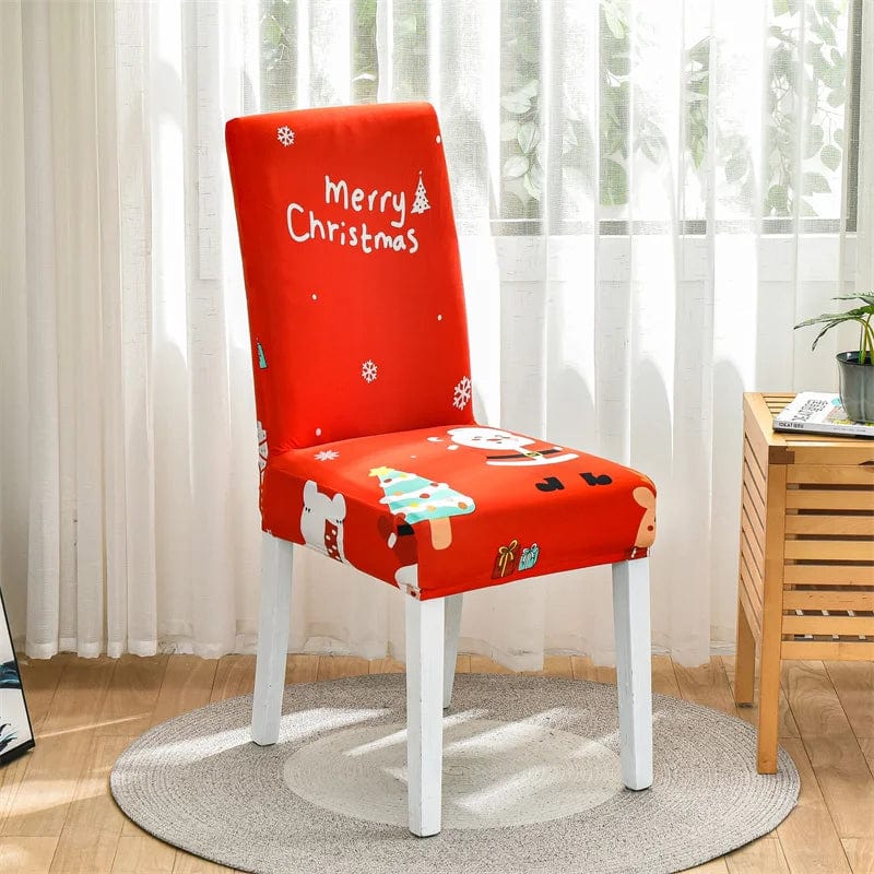  Showlu Fashion Store 3 / Universal Santa Chair Covers for Dining Room Christmas Removable Slipcovers for Dining Chair Red Spandex Kitchen Chair Slipcovers Set