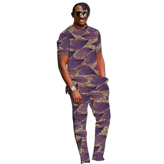  Showlu Fashion Store 3 / XL Summer African Clothes Men Set Nigerian Style Tops With Pant Groom Suit Male Traditional Ankara Outfit