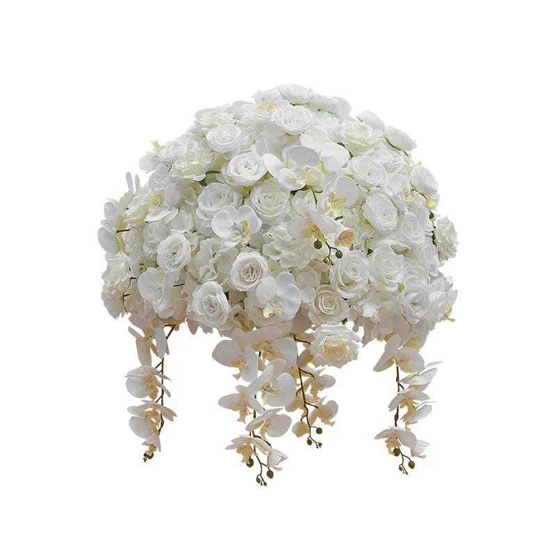 Showlu Fashion Store 30cm 70/60/50/40cm Wedding Table Centerpiece Ball White Rose Orchid Hydrangea Flower Arrangement Party Road Lead Props Window Display