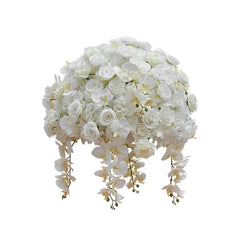 Showlu Fashion Store 30cm 70/60/50/40cm Wedding Table Centerpiece Ball White Rose Orchid Hydrangea Flower Arrangement Party Road Lead Props Window Display