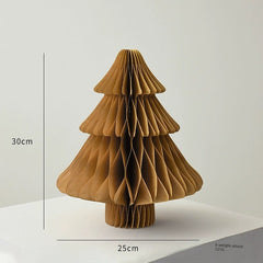  Showlu Fashion Store 30cm light brown A Nuoqi Christmas Tree Ornaments Honeycomb Mini Christmas Tree Christmas Origami Decoration Scene Layout Props Gift Ornament