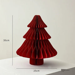  Showlu Fashion Store 30cm red A Nuoqi Christmas Tree Ornaments Honeycomb Mini Christmas Tree Christmas Origami Decoration Scene Layout Props Gift Ornament