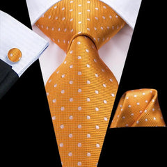 SHOWLU FASHION STORE 3195 Hi-Tie Solid Gold Yellow Silk Ties For Men Handky Cufflinks Set Fashion Gift For Men's Tie Wedding Business Necktie