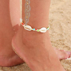 Showlu Fashion Store 32 4pc/set Bohemia Shell Chain Anklet Sets For Women Sequins Ankle Bracelet On Leg Foot Trendy Summer Beach Jewelry Gift