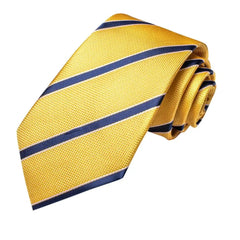 SHOWLU FASHION STORE 3747 Luxury Yellow Blue Striped   New Fashion Brand Ties for Men Wedding Party Necktie Set Handkerchief Cufflinks Gift Wholesale