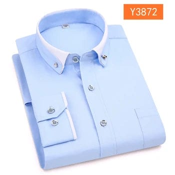  Showlu Fashion Store 3872 / M new arrival fashion male Solid 100% Cotton Oversized formal Youth spring men's shirt long sleeve high quality plus size M-9XL