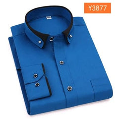  Showlu Fashion Store 3877 / M new arrival fashion male Solid 100% Cotton Oversized formal Youth spring men's shirt long sleeve high quality plus size M-9XL