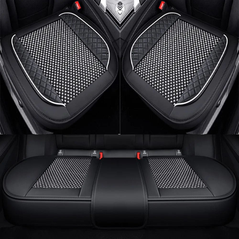 Showlu Fashion Store 3D Ice Silk+PU Leather Car Seat Cover Universal Seat Protector Non-slip Cushion Luxury Car Seat Upholstery Mat Accessories