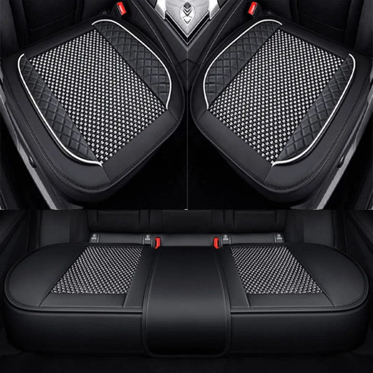 Showlu Fashion Store 3D Ice Silk+PU Leather Car Seat Cover Universal Seat Protector Non-slip Cushion Luxury Car Seat Upholstery Mat Accessories