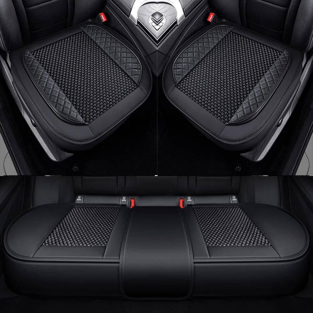 Showlu Fashion Store 3D Ice Silk+PU Leather Car Seat Cover Universal Seat Protector Non-slip Cushion Luxury Car Seat Upholstery Mat Accessories