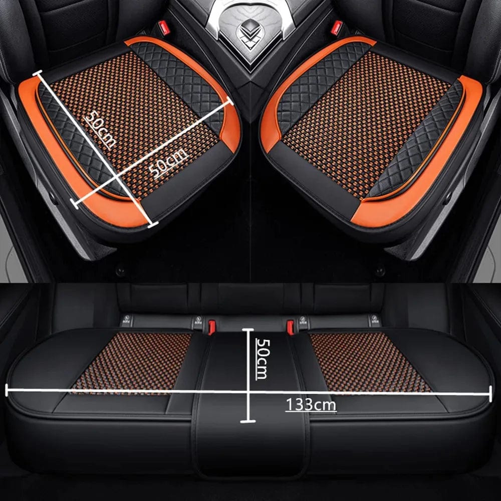  Showlu Fashion Store 3D Ice Silk+PU Leather Car Seat Cover Universal Seat Protector Non-slip Cushion Luxury Car Seat Upholstery Mat Accessories