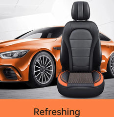  Showlu Fashion Store 3D Ice Silk+PU Leather Car Seat Cover Universal Seat Protector Non-slip Cushion Luxury Car Seat Upholstery Mat Accessories