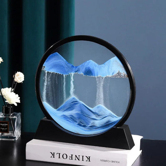 SHOWLU FASHION STORE 3D Moving Sand Art Picture Round Glass Deep Sea Sandscape Hourglass Quicksand Craft Flowing Sand Painting Office Home Decor Gift