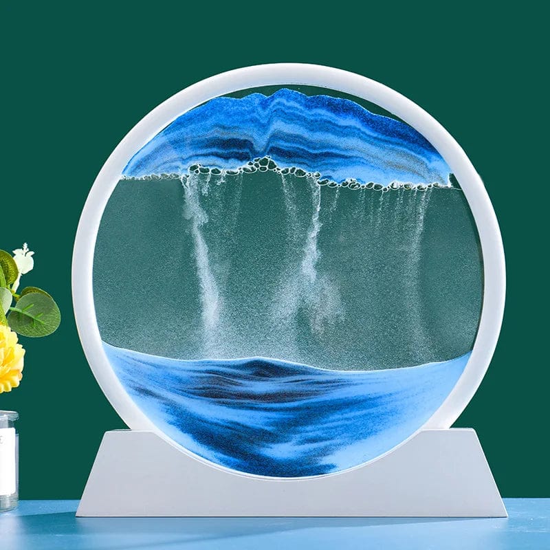 SHOWLU FASHION STORE 3D Moving Sand Art Picture Round Glass Deep Sea Sandscape Hourglass Quicksand Craft Flowing Sand Painting Office Home Decor Gift