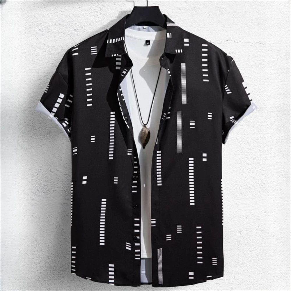 SHOWLU FASHION STORE 3D Printed Geometry Men's Shirts Color Block Graphics Fashion Button Short Sleeve Lapel Hawaiian Blouse shirts for men Summer