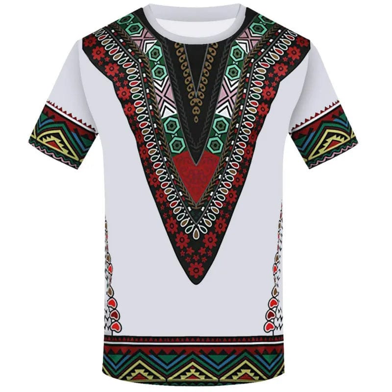 SHOWLU FASHION STORE 3D printing shirt African national costume T-shirt summer new style hot sale 2021 wholesale Men's Dashiki shirt neckline