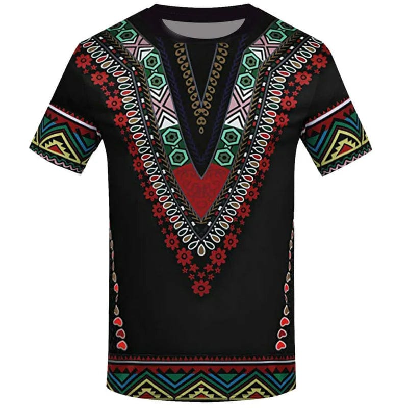 SHOWLU FASHION STORE 3D printing shirt African national costume T-shirt summer new style hot sale 2021 wholesale Men's Dashiki shirt neckline