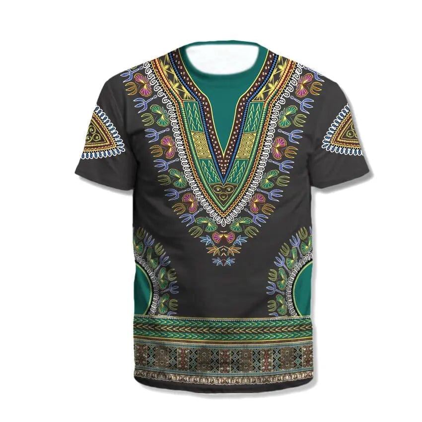 SHOWLU FASHION STORE 3D printing shirt African national costume T-shirt summer new style hot sale 2021 wholesale Men's Dashiki shirt neckline