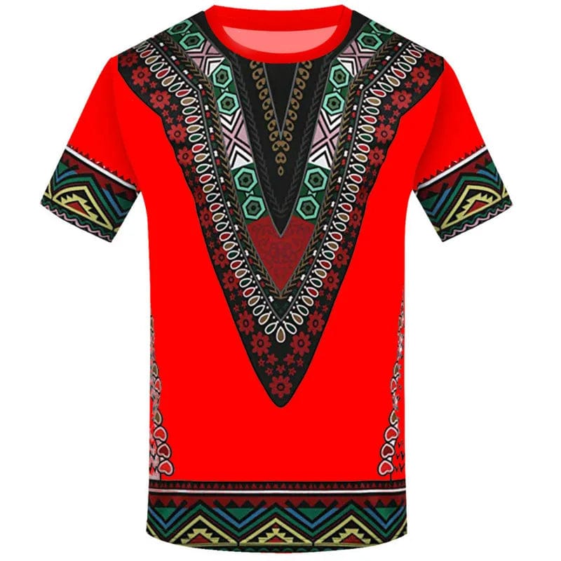 SHOWLU FASHION STORE 3D printing shirt African national costume T-shirt summer new style hot sale 2021 wholesale Men's Dashiki shirt neckline