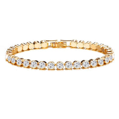 Showlu Fashion Store 3mm-Gold-17cm 1pc Fashion Hand Chain Crystal Stretch Shine Bracelets For Women Couple Charm Austria Crystal Cuff Bangles Wedding Jewelry