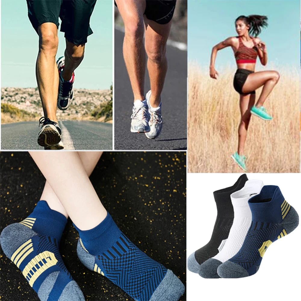 Showlu Fashion Store 3Pair Professional Fitness Sports Socks Towel Bottom Non-Slip Running Socks Men Women Short Quick-Drying Basketball Training Sox