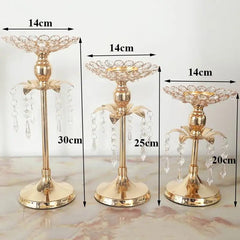  Showlu Fashion Store 3pcs for 1 Lot / CHINA PEANDIM Gold Crystal Candle Holder Wedding Decoration Table Centerpieces Candelabra Birthday Party Flower Vase Holder Home Decor