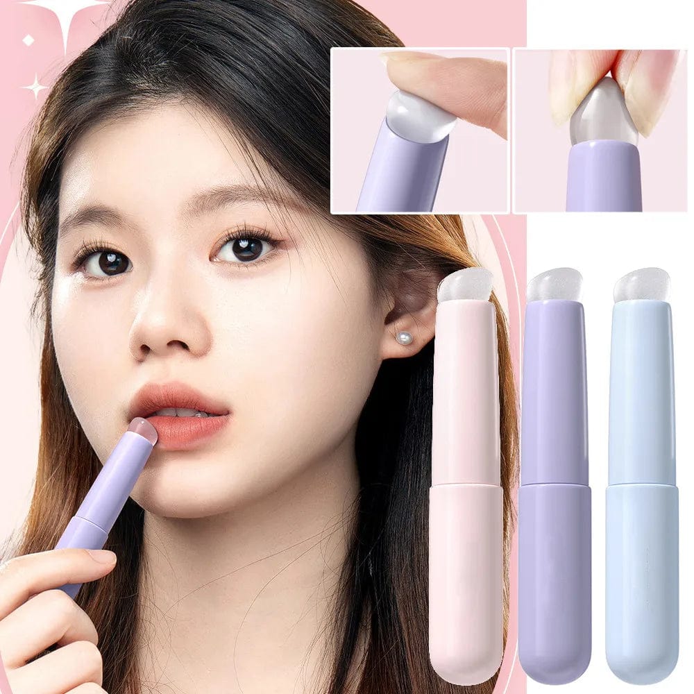  Showlu Fashion Store 3PCS Q Soft Silicone Lip Brush With Dust Proof Cover Round Head Lipstick Applicator Lip Cosmetic Tool Multi-use Eyeshadow Brush