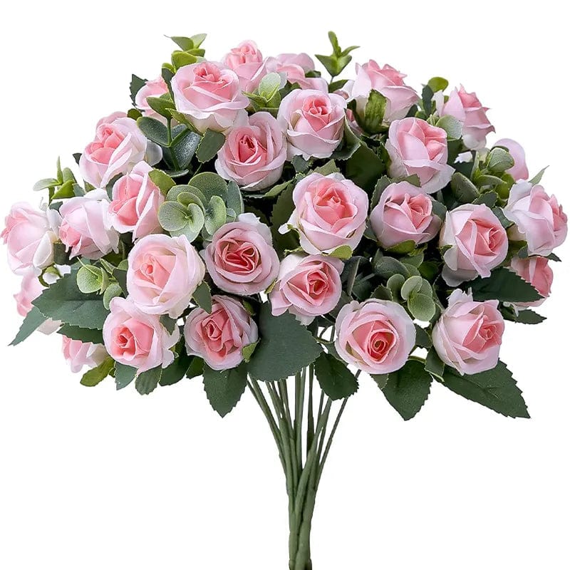 Showlu Fashion Store 4 10 Heads Artificial Flower Silk Rose white Eucalyptus leaves Peony Bouquet Fake Flower for Wedding Table Party Vase Home Decor